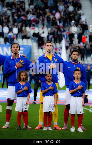 Grenoble, France. 13 octobre 2025. La France en action lors du match de qualification du Championnat d'Europe des moins de 21 ans de l'UEFA 2027 entre la France et l'Estonie au stade des Alpes à Grenoble (Constance Bugaut/SPP) crédit : SPP Sport photo de presse. /Alamy Live News Banque D'Images
