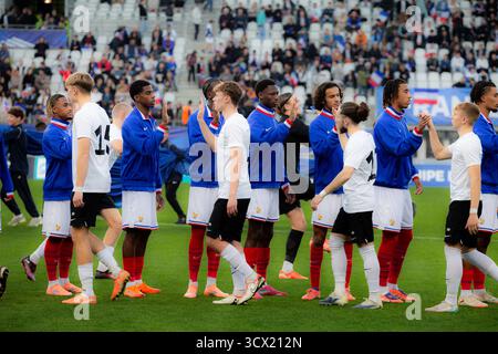 Grenoble, France. 13 octobre 2025. La France en action lors du match de qualification du Championnat d'Europe des moins de 21 ans de l'UEFA 2027 entre la France et l'Estonie au stade des Alpes à Grenoble (Constance Bugaut/SPP) crédit : SPP Sport photo de presse. /Alamy Live News Banque D'Images