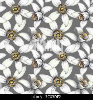 Modèle sans couture avec des fleurs d'oranger. Une illustration d'aquarelle dessinée à la main. Pour textiles, papiers peints et arrière-plans. Pour le papier d'emballage et Banque D'Images