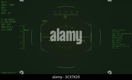 Superposition de caméra vidéo de drone de guerre sur fond vert Illustration de Vecteur