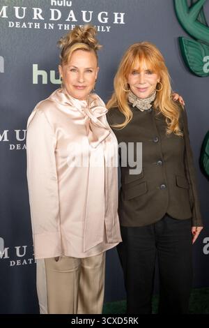 New York, États-Unis. 13 octobre 2025. Patricia Arquette et Rosanna Arquette assistent à la première de Murdaugh : Death in the Family de Hulu à New York au 7 Hudson Square. Crédit : SOPA images Limited/Alamy Live News Banque D'Images
