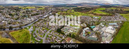 Vue aérienne surplombant Newton Stewart, Dumfries et Galloway, Royaume-Uni Banque D'Images