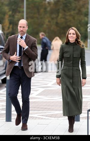 Le Prince et la Princesse de Galles lors d'une visite au Northern Ireland Fire and Rescue Service Learning and Development College près de Cookstown, Co Tyrone. Date de la photo : mardi 14 octobre 2025. Banque D'Images