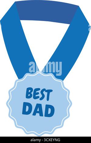 Célébrez la fête des pères avec ce charmant ruban et ce motif de médaille. Avec le texte « BEST DAD », c'est un moyen idéal de montrer de l'appréciation et de l'honneur Illustration de Vecteur