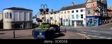 Vue de la High Street à Lutterworth Town, Leicestershire, Angleterre, Royaume-Uni Banque D'Images