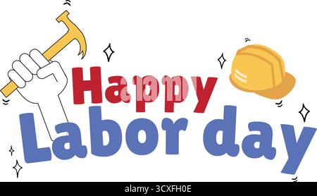 Illustration vectorielle heureuse de la fête du travail. Carte de voeux pour la fête du travail. Contexte de la journée de travail. Contexte de la journée de travail. Contexte de la journée de travail. Contexte de la journée de travail Illustration de Vecteur