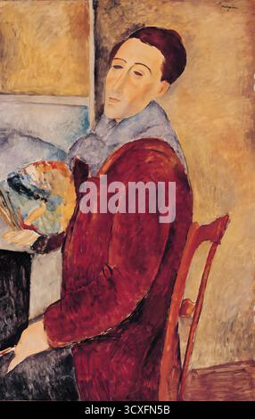 Autoportrait, 1919, par Amedeo Modigliani (1884-1920). Huile sur toile, 100x64.5 cm. Museu de Arte Contemporânea, Universidade de São Paulo, Brésil. Banque D'Images