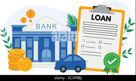 Accord de prêt emprunter de l'argent de banque, hypothèque, dette ou obligation de rembourser le taux d'intérêt, prêt personnel ou concept de soutien financier, homme d'affaires Illustration de Vecteur