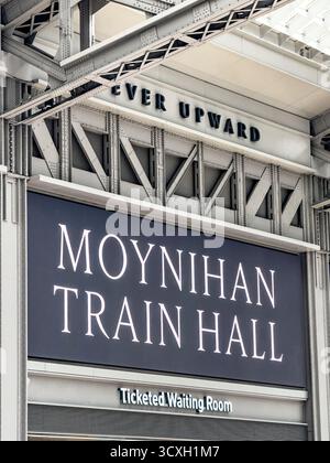 Moynihan train Hall, détail intérieur, Pennsylvania Station, Manhattan, New York City, New York, États-Unis Banque D'Images