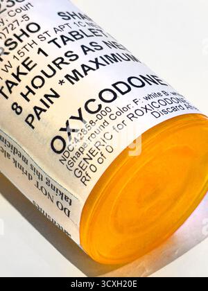 Flacon de pilule oxycodone vide Banque D'Images