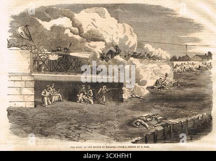 Le combat au pont de Milazzo, la bataille de Milazzo, juillet 1860. Banque D'Images