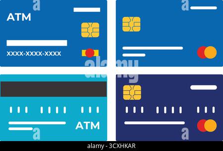 Cartes de crédit cartes ATM vecteur carte de débit carte ATM avec puce, paiement, concept d'entreprise. Style réaliste simple Illustration de Vecteur