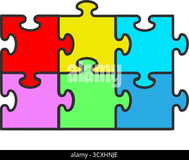 Icône de pièces de puzzle colorées. Conception de couleur plate. Illustration vectorielle Illustration de Vecteur