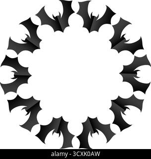 Cadre circulaire fait de chauves-souris volantes noires. Illustration de Vecteur