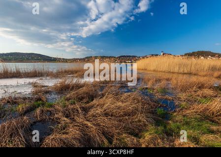 Lac intérieur de Tihany en hiver, Tihany, Hongrie Banque D'Images