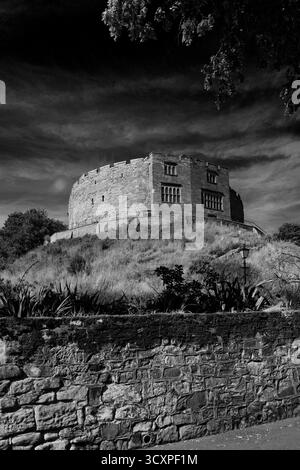 Vue estivale sur le château et les jardins de Tamworth, ville de Tamworth, Staffordshire, Angleterre, Royaume-Uni Banque D'Images