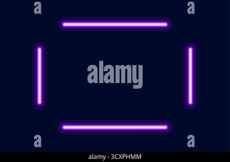 Cadre néon violet brillant fait de quatre lignes Illustration de Vecteur