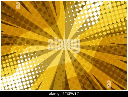 Fond comique rétro jaune abstrait avec des vagues Illustration de Vecteur