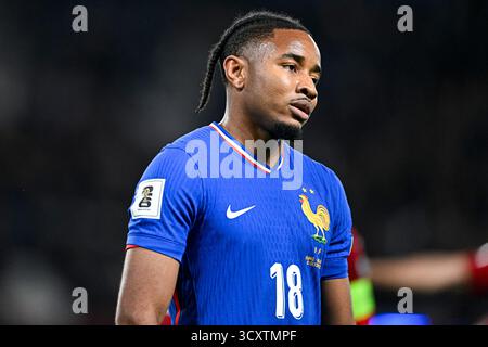 Paris, France. 10 octobre 2025. Christopher Nkunku lors du match de qualification de la Coupe du monde de la FIFA 2026 France vs Azerbaïdjan au Parc des Princes le 10 octobre 2025 à Paris. Crédit : DPPI Media/Alamy Live News Banque D'Images