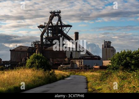 Hauts fourneaux et bâtiments industriels d'aciéries Redcar Banque D'Images