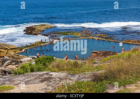 Natation à Mahon Pool, Maroubra, Sydney, Nouvelle-Galles du Sud, Australie Banque D'Images