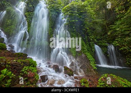 Cascade de Banyu Wana Amertha dans Buleleng Regency, Bali, Indonésie. Banque D'Images