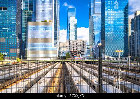 New York Hudson yards vue futuriste sur l'architecture, États-Unis d'Amérique Banque D'Images