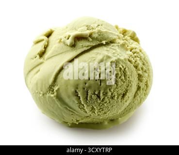 Glace Pistache écope isolé sur fond blanc Banque D'Images