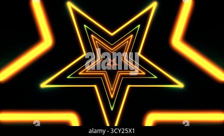 Design de fond de tunnel abstrait d'étoiles fluo brillantes Banque D'Images