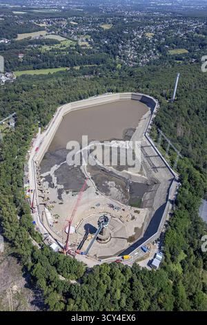 Photo aérienne, RWE a complètement vidé le grand réservoir supérieur pour l'inspection principale de la centrale à accumulation pompée Herdecke. L'usine le fera Banque D'Images