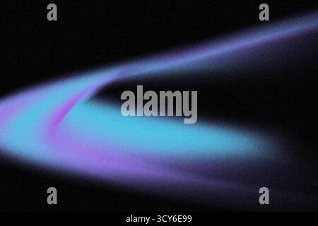 Onde lumineuse violette et bleue abstraite avec texture granuleuse et effet de flou de mouvement sur fond noir pour superposition et design numériques Banque D'Images
