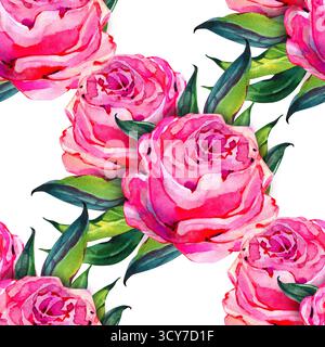 Motif sans couture d'aquarelle de fleur rose douce. Motif sans couture d'aquarelle de couleurs vives pour les produits de beauté ou autre Banque D'Images