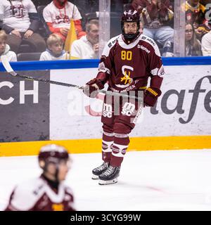 18/10/2025, les Acacias, les Vernets, NL : Genève-Servette HC - SC Bern, #80 Simas Ignatavicius (Servette) Banque D'Images