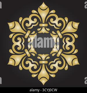 Élégant ornement vintage noir et doré de vecteur dans un style classique. Ornement traditionnel abstrait avec des éléments orientaux. Motif vintage classique Illustration de Vecteur