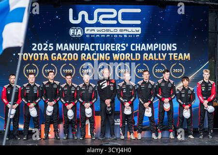 Peilstein Im Muhlviertel, Autriche. 19 octobre 2025. Toyota Gazoo Racing Team après le WRC Central European Rally 2025 à Peilstein im Muhlviertel, Autriche, le 19 octobre 2025. Crédit : Petr Skrivanek/CTK photo/Alamy Live News Banque D'Images
