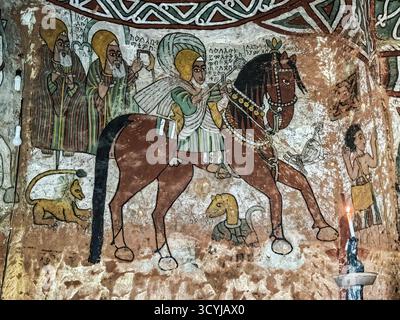 Megab, Ethiopie - 22 août 2025 : les vieilles peintures d'Abuna Yemata Guh près de Megab sur Ethopia Banque D'Images