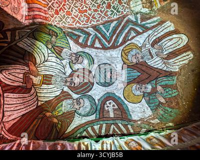 Megab, Ethiopie - 22 août 2025 : les vieilles peintures d'Abuna Yemata Guh près de Megab sur Ethopia Banque D'Images
