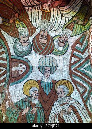 Megab, Ethiopie - 22 août 2025 : les vieilles peintures d'Abuna Yemata Guh près de Megab sur Ethopia Banque D'Images