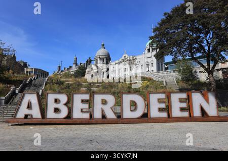 Aberdeen signe à Union Terrace Gardens, en Écosse, au Royaume-Uni Banque D'Images