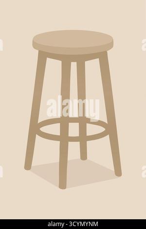 L'invention concerne un tabouret haut sans dossier avec siège circulaire à quatre jambes et un anneau de repose-pieds stabilisateur rendu en bruns doux Illustration de Vecteur