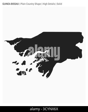 Carte du pays de la plaine de Guinée-Bissau. Détails élevés. Style Uni. Forme de la Guinée-Bissau. Illustration vectorielle. Illustration de Vecteur