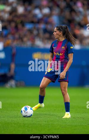 Sant Joan Despi, Espagne, 19 octobre 2025. Joueur féminin du FC Barcelone (18 ans) Kika Nazareth lors du match LigaF entre le FC Barcelone et le Granada FC au stade Johan Cruyff, Sant Joan Despi, Espagne, le 19 octobre 2025. Crédit : Joan Gosa/Alamy Live News Banque D'Images