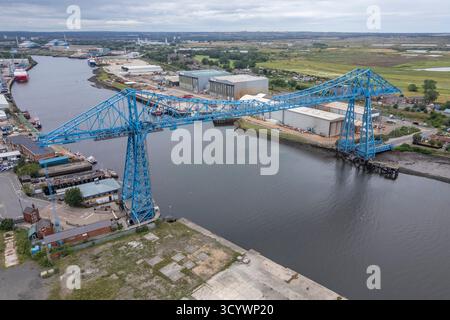 Vue aérienne du pont transporteur de Middlesbrough, Middlesborough, North Yorkshire, Royaume-Uni. Banque D'Images