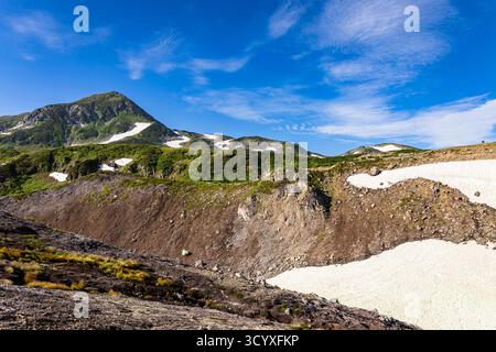 Montagnes Tateyama (Mont Tate), vue sur Mt.Jodo, sentier près de Raichoso (chalet), montagnes Hida (Alpes du Nord), ville de Tateyama, Toyama, Japon, Asie Banque D'Images