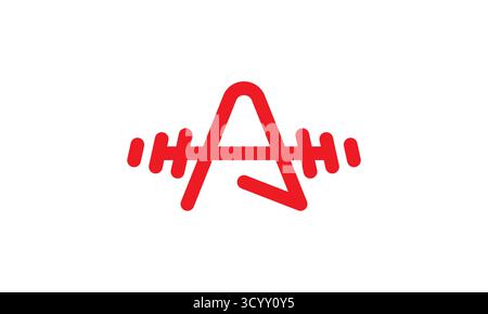 Lettre stylisée rouge un logo avec un design de barre pour la musculation et la salle de gym d'haltérophilie Illustration de Vecteur