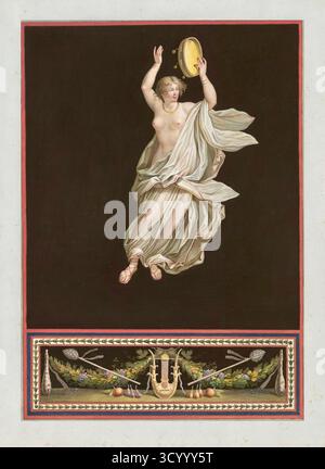 Michelangelo Maestri - représente une danseuse dans un costume antique, tenant un tambourin. La peinture est basée sur des motifs de fresques anciennes découvertes à Pompéi et Herculanum au XVIIIe siècle, ainsi que sur des dessins d'artistes de la Renaissance comme Raphaël. Banque D'Images