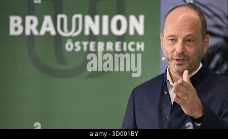 Hans Böhm, PDG de Brau Union AG, lors d'une présentation et d'une discussion de l'étude de Brau Union sur la création de valeur de la bière, le lundi 20 octobre 2025 à Vienne, Autriche. - 20251020 PD2116 crédit : APA-PictureDesk/Alamy Live News Banque D'Images