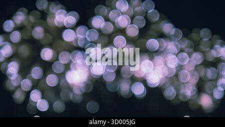 L'image est un plan flou de feux d'artifice dans le ciel. Les feux d'artifice sont dispersés dans toute l'image, avec certains plus proches du centre et d'autres furthe Banque D'Images