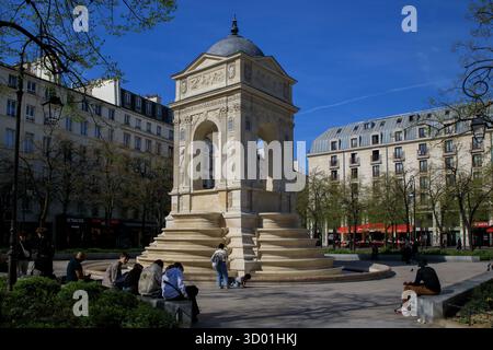 France, région Ile de France, Paris 1er arrondissement, les Halles, Fontaine des innocents, oeuvre de Jean goujon, Banque D'Images