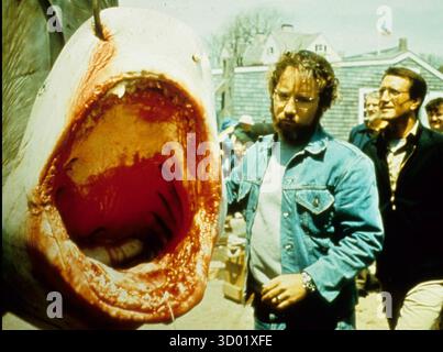 JAWS 1975 Universal Pictures film avec de gauche à droite : Richard Dreyfuss, Roy Schneider, Robert Shaw Banque D'Images